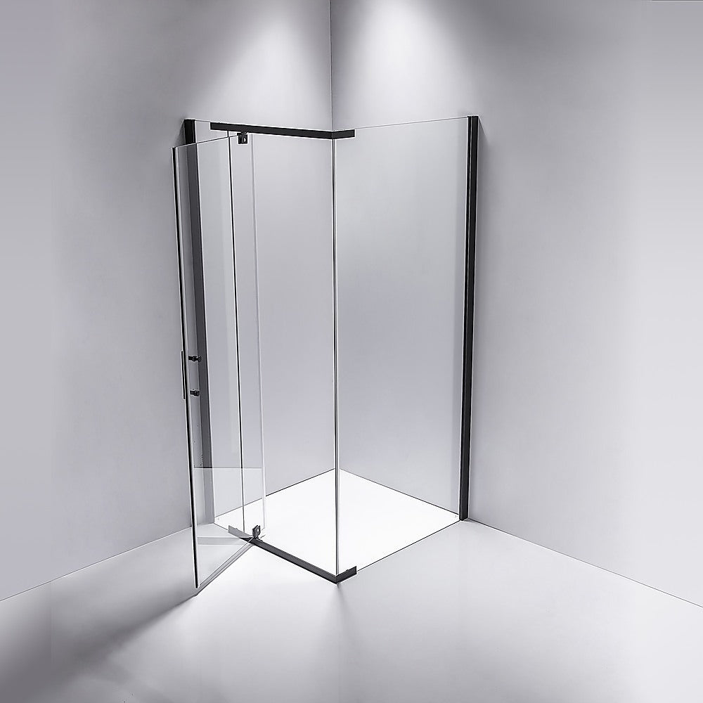 Black Framed Shower Screen 1000x1000mm, Safety Glass, Pivot Door - Della Francesca