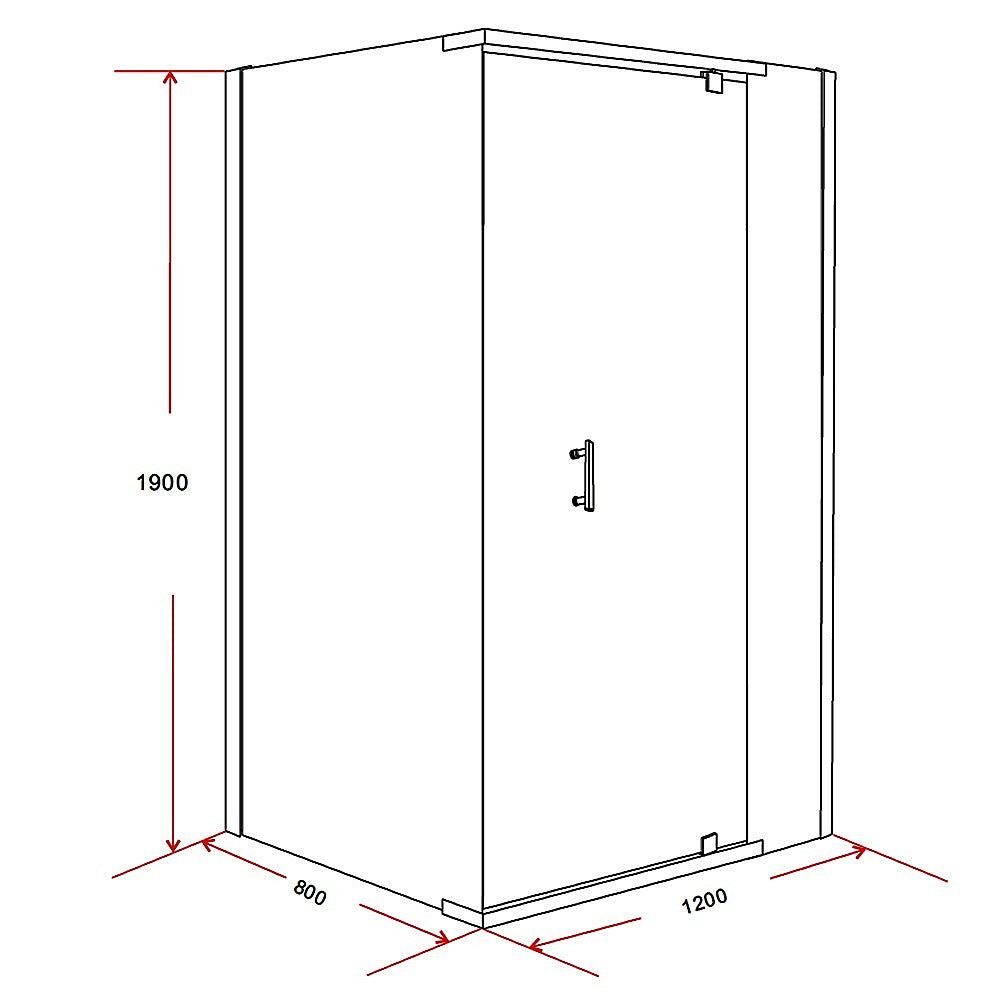 Frameless Pivot Door Shower Screen, 8mm Safety Glass, 1200x800mm