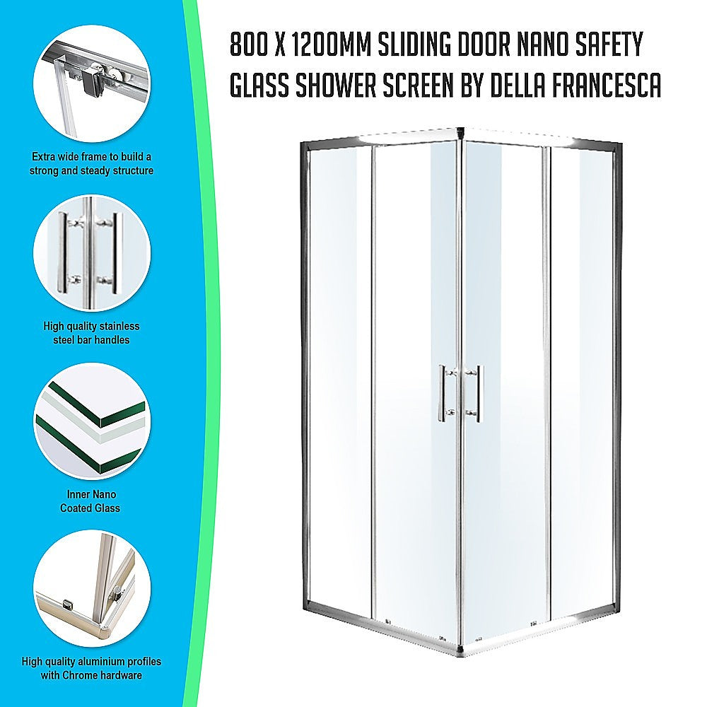 6mm Nano Coated Sliding Glass Shower Screen w/ Chrome Hardware