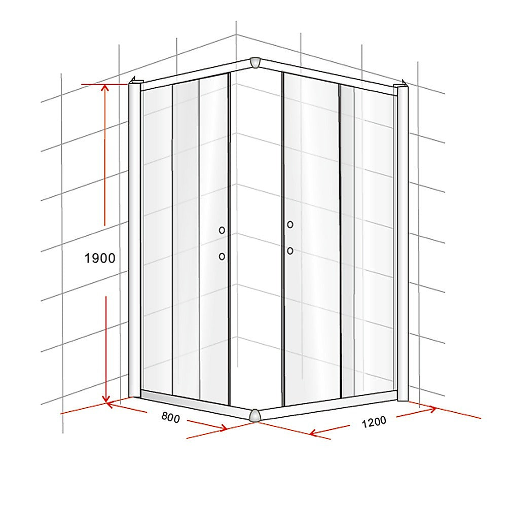 6mm Nano Coated Sliding Glass Shower Screen w/ Chrome Hardware