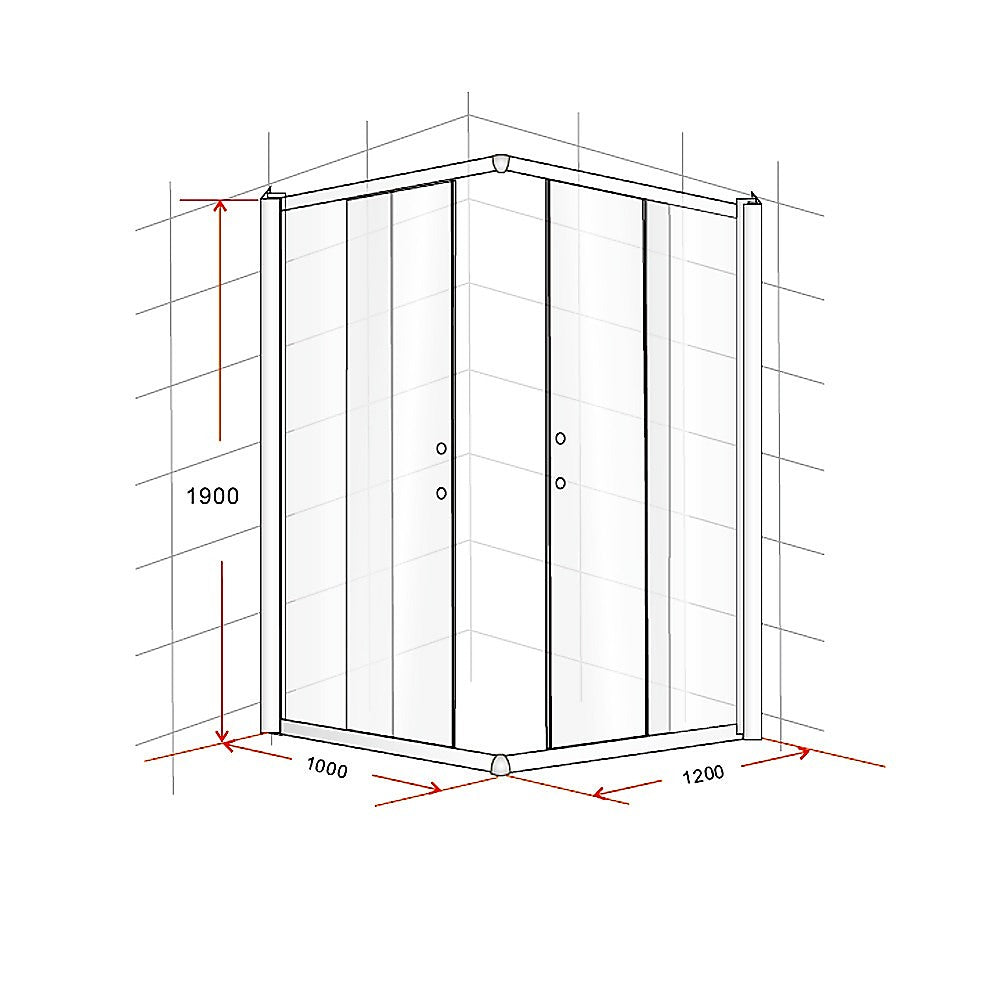 Double-Sliding Nano Safety Glass Shower Screen - 1000x1200mm