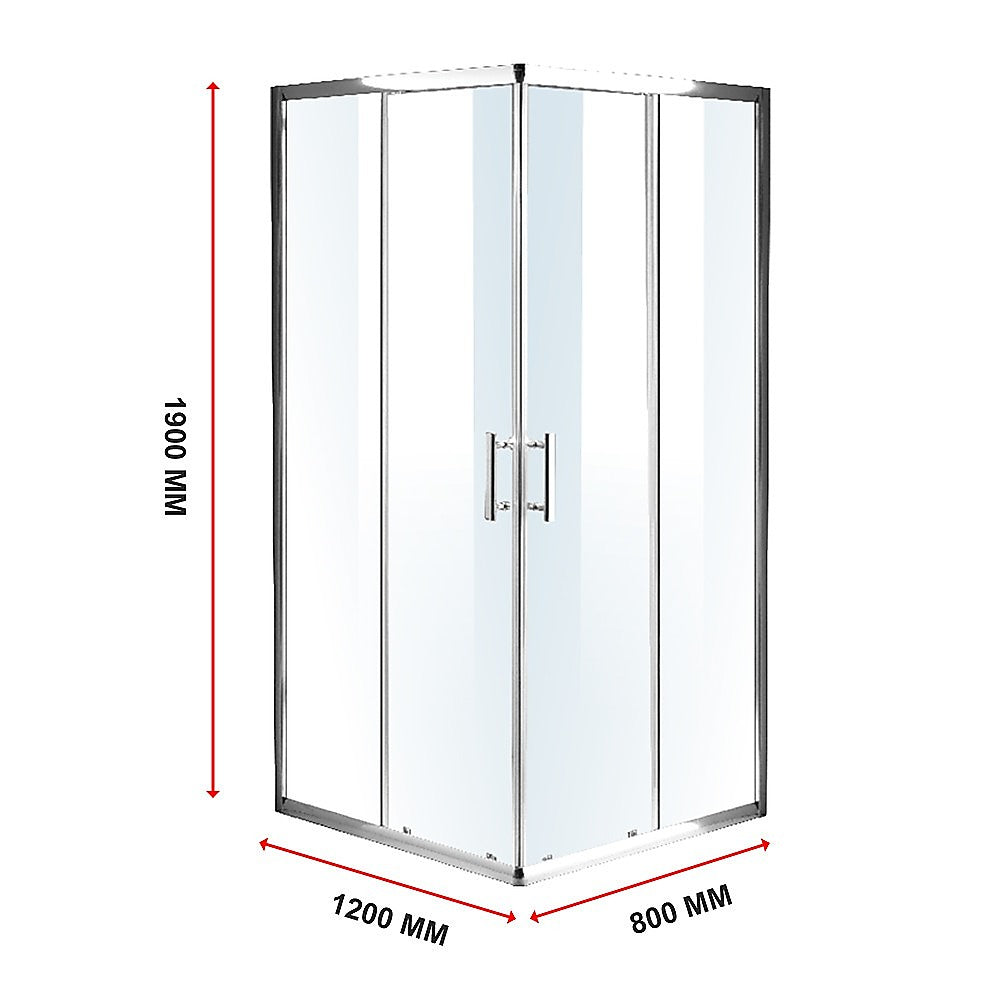 1200 x 800mm Sliding Double Door Safety Glass Shower Enclosure