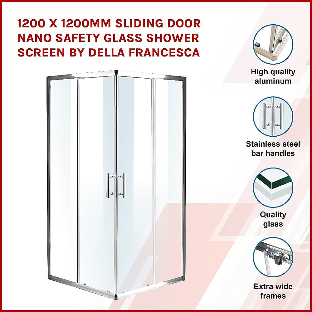 1200 x 1200mm Sliding Door Nano Safety Glass Shower Screen By Della Francesca