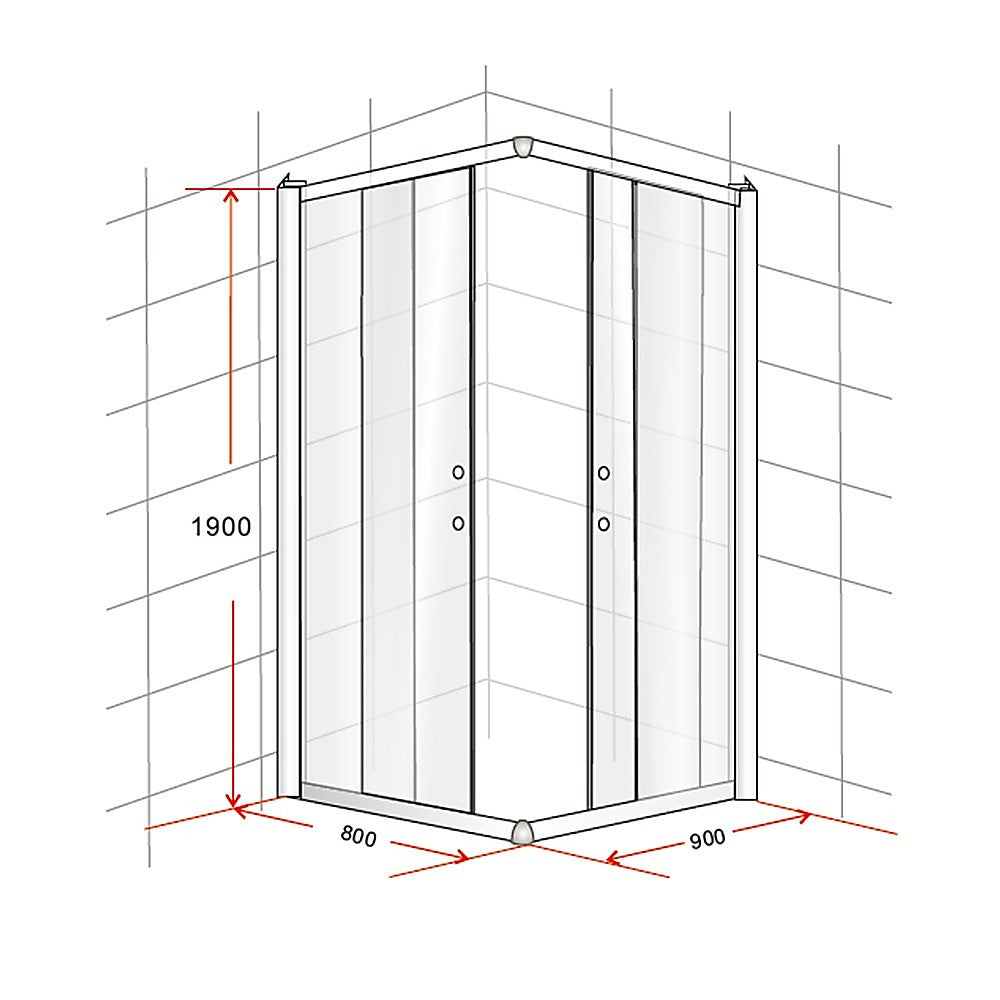 800x900mm Nano Coated Sliding Shower Screen, Black