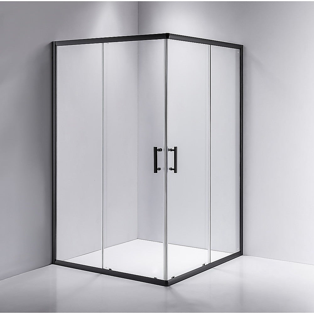 6mm Nano Safety Glass Sliding Shower Screen, 1200x900mm, Black