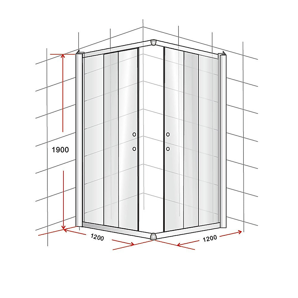 Nano Coated Sliding Shower Screen, 1200x1200mm, Black - Della Francesca