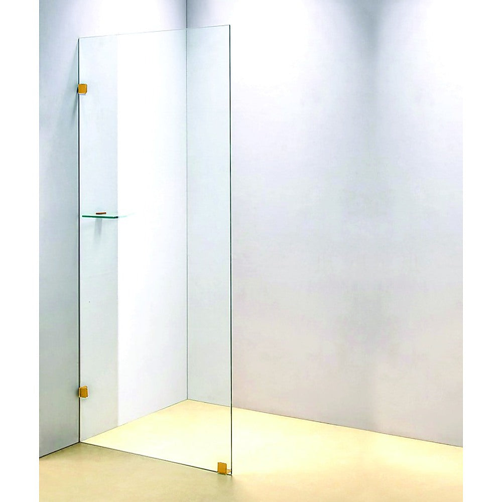 Frameless 10mm Toughened Glass Shower Screen, Gold Clips