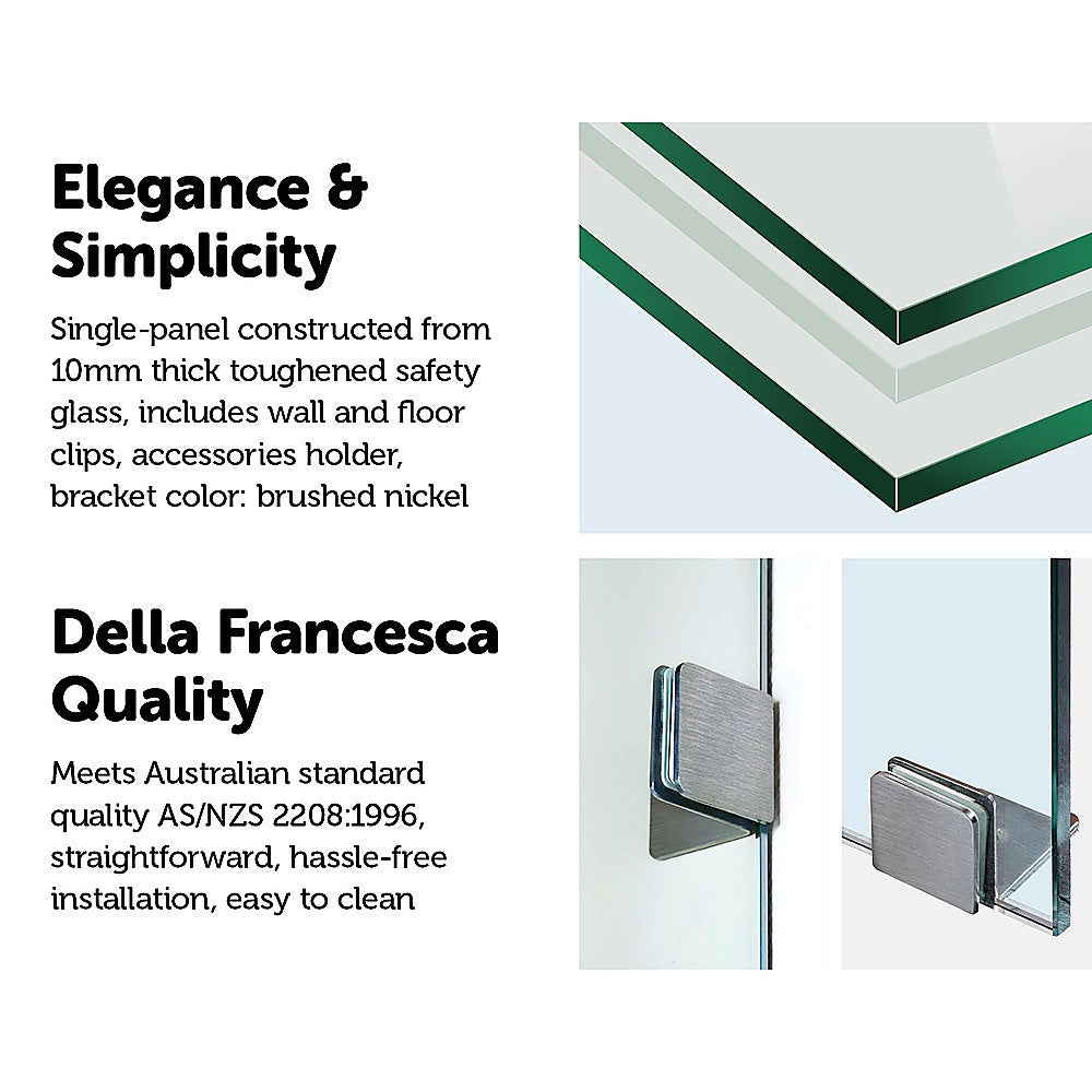 Toughened Safety Glass Shower Screen, Nickel Finish, 10mm, Della Francesca