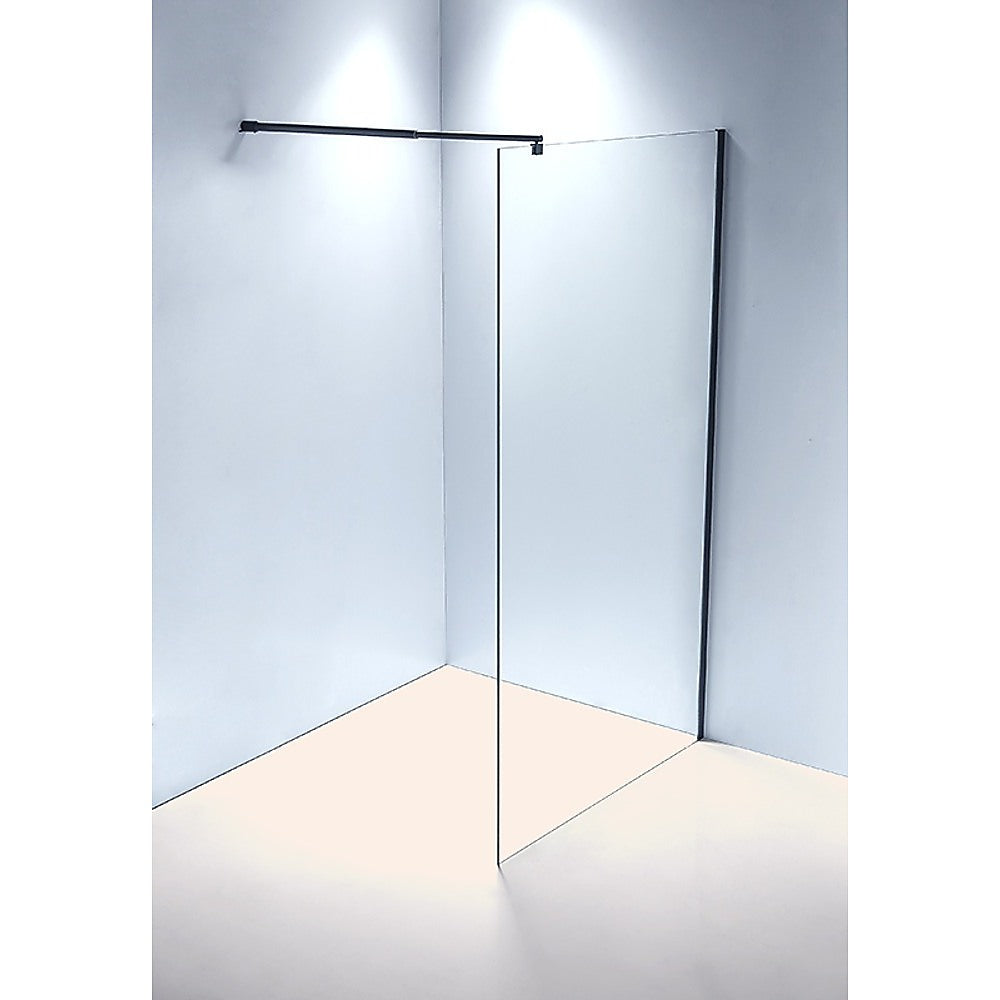 10mm Safety Glass Shower Screen 110x210cm Black-Finish