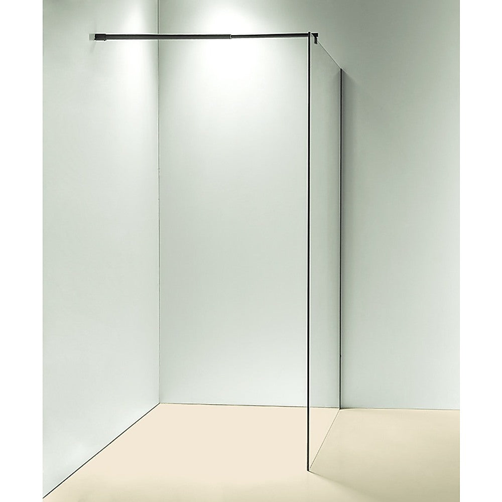 10mm Safety Glass Shower Screen 110x210cm Black-Finish