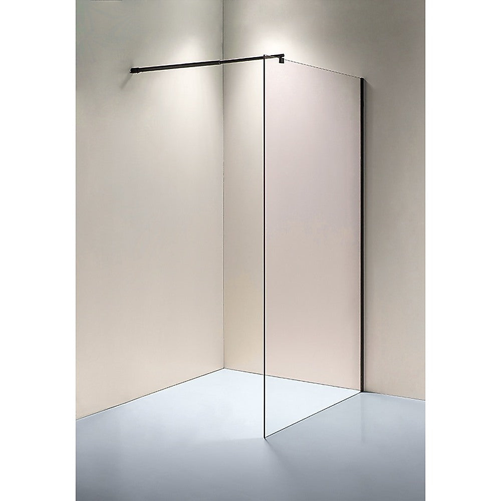 Toughened Safety Glass Shower Screen, 110x200cm, Black