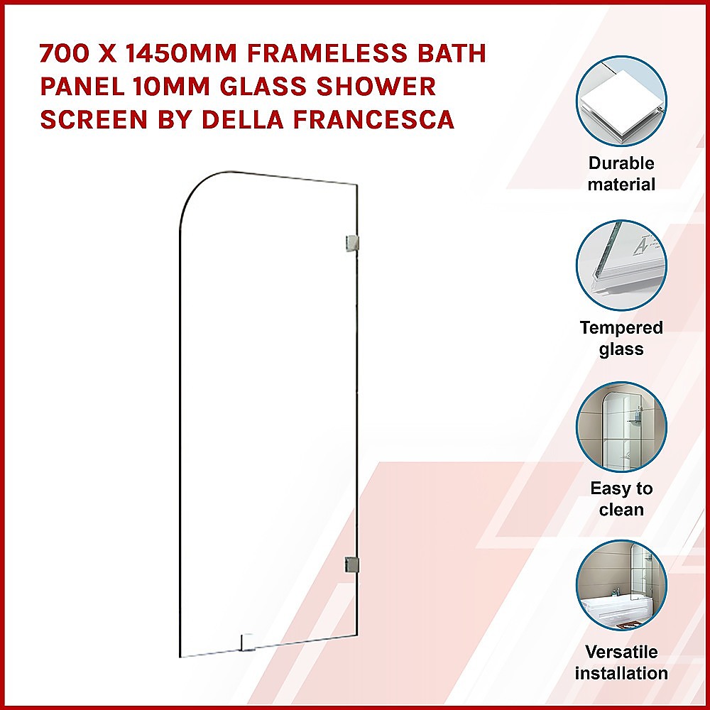 10mm Tempered Glass Frameless Bath Panel Screen - Della Francesca