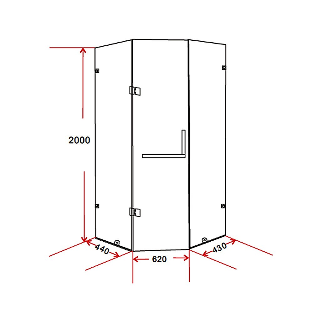 Frameless 10mm Glass Shower Screen, Brass Hinges - Della Francesca