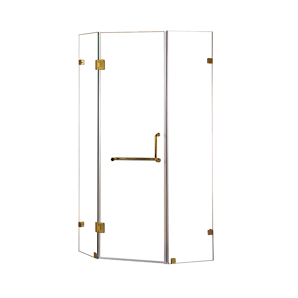 Frameless 10mm Glass Shower Screen, Brass Hinges - Della Francesca