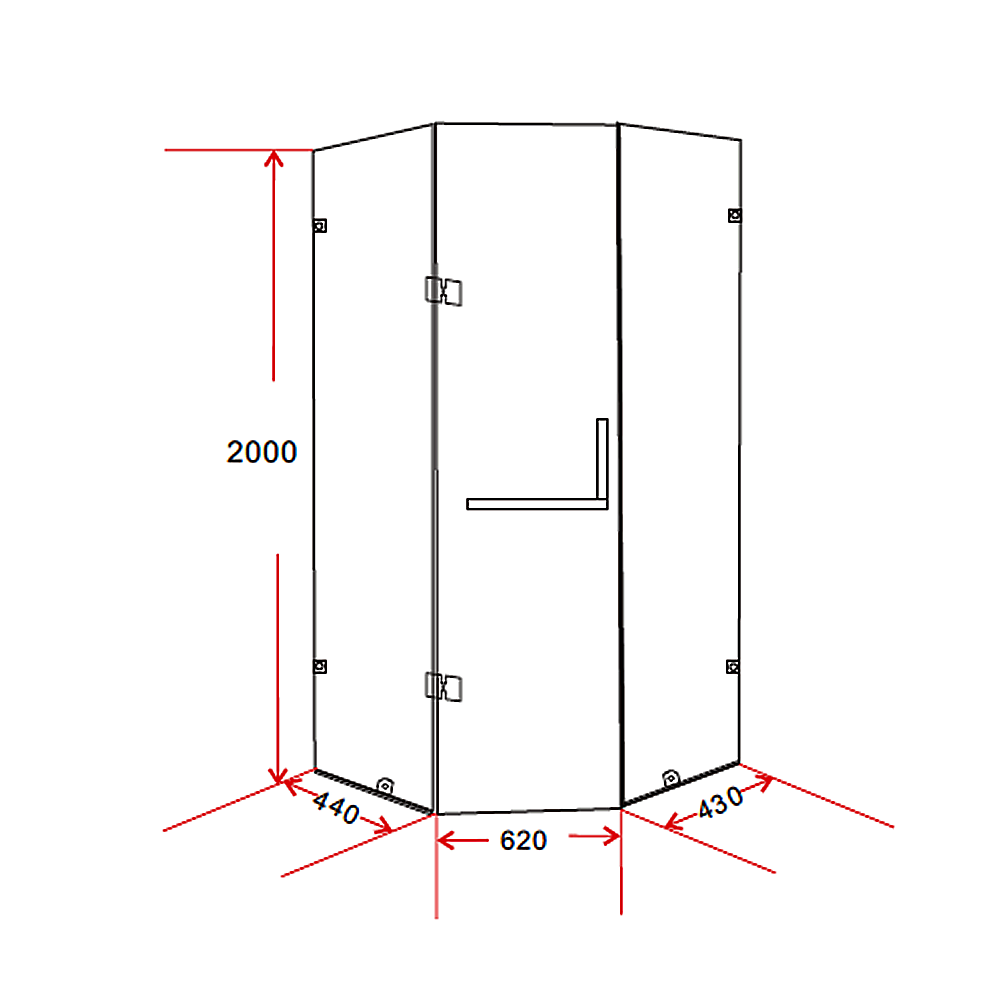 Frameless 10mm Glass Shower Screen, 900x900mm - Della Francesca