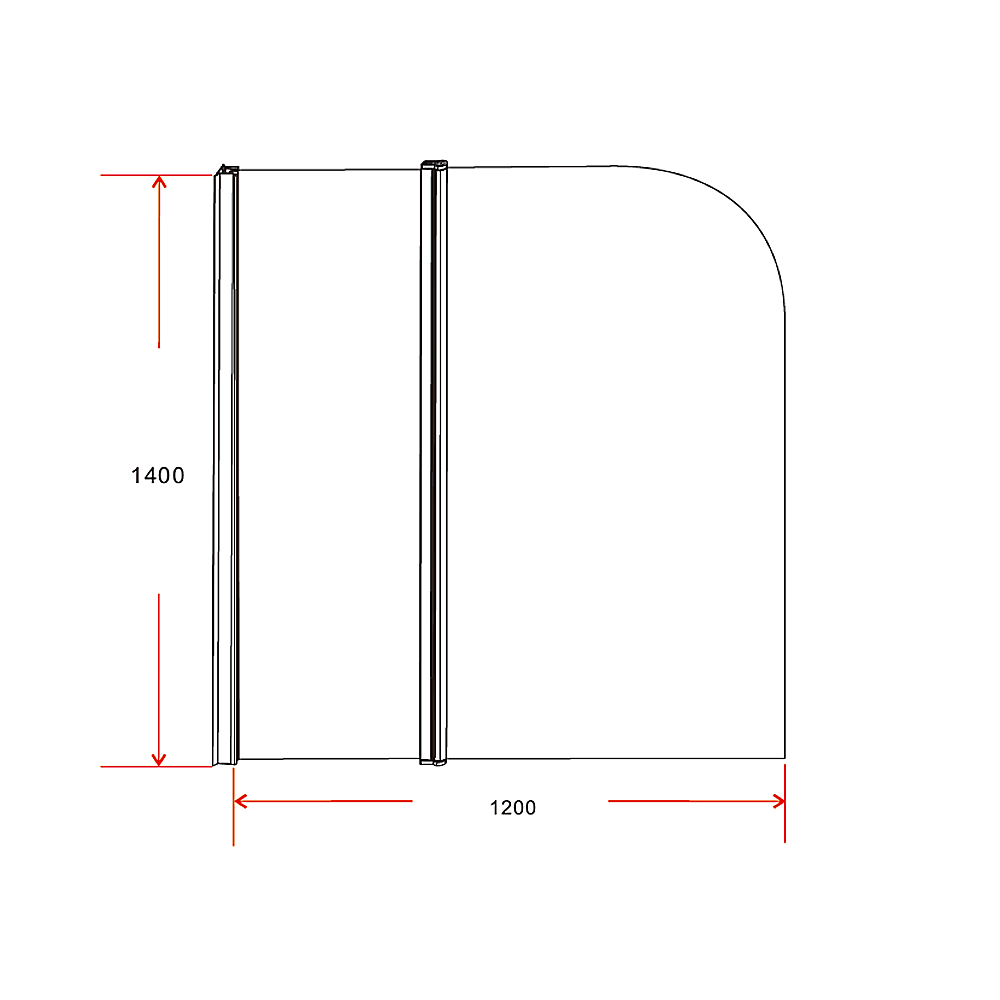 180 Degree Pivot Door 6mm Safety Glass Bath Shower Screen 1200x1400mm By Della Francesca