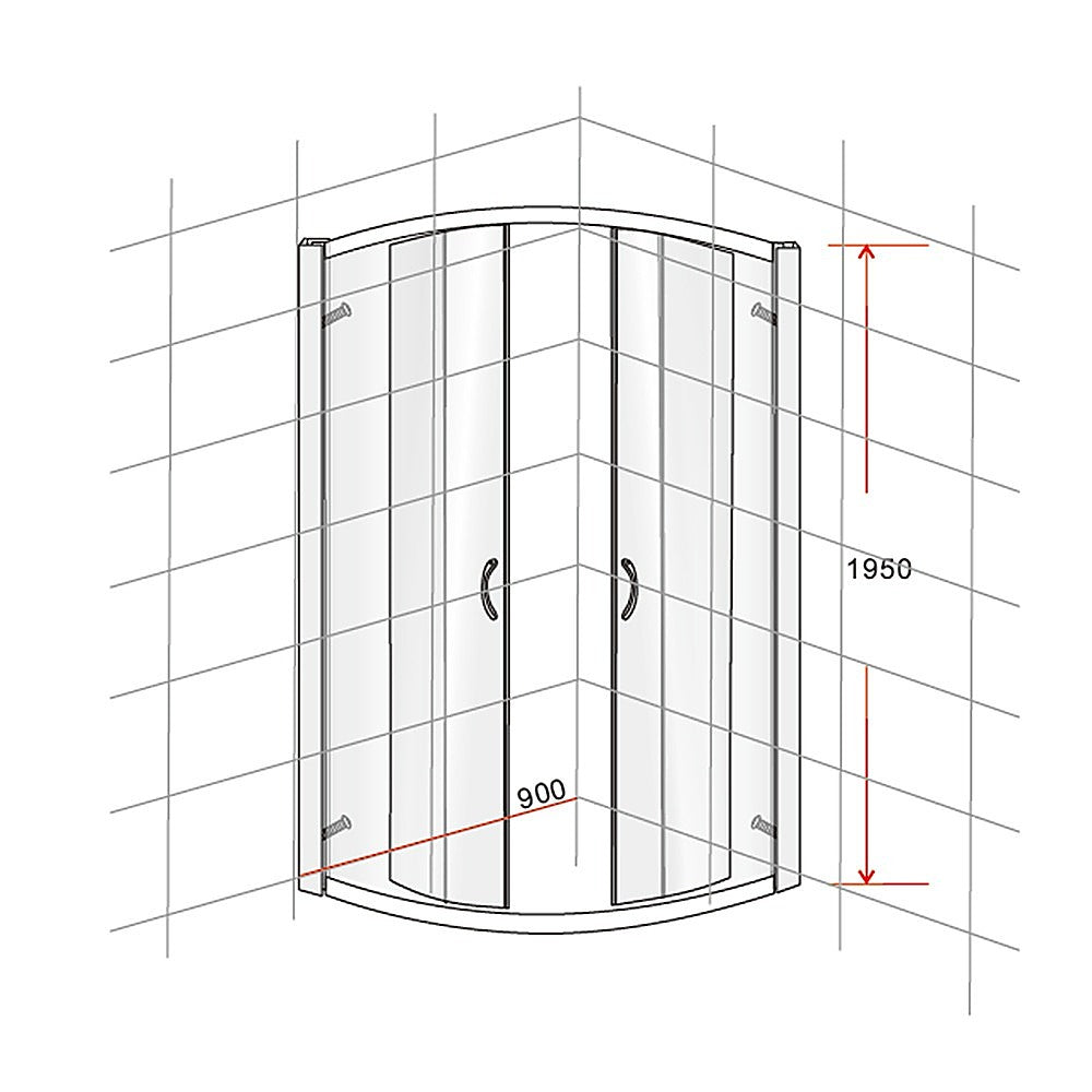 6mm Curved Sliding Shower Screen, Chrome Frame, Black Base