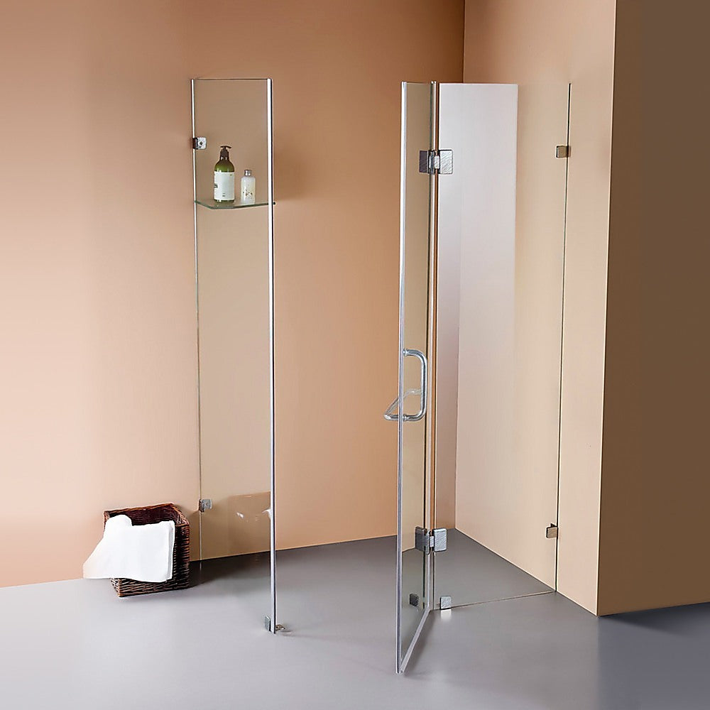 Frameless 10mm Glass Shower Screen, 900x900mm, Chrome Hardware