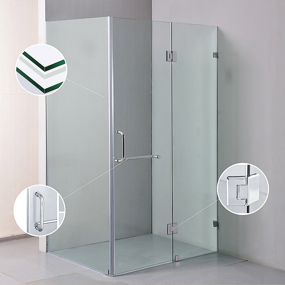 Frameless 10mm Glass Shower Screen, Stainless Hinges, Della Francesca