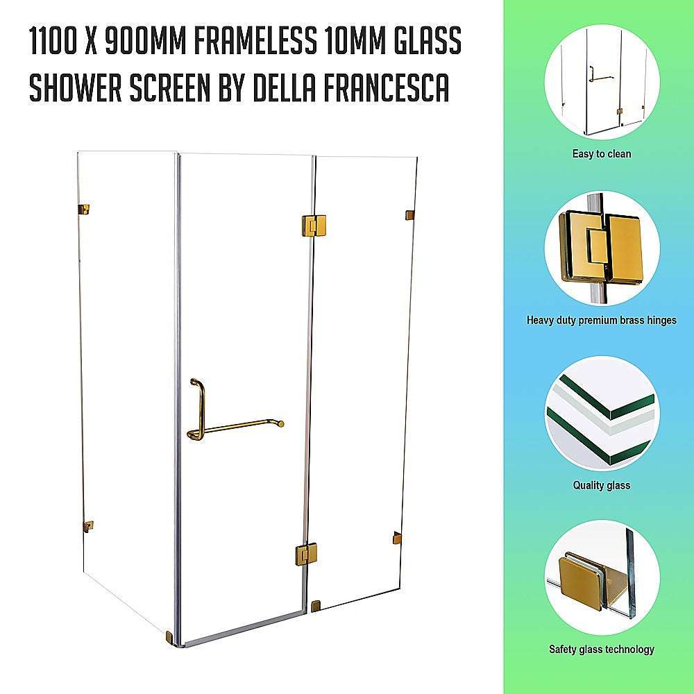 1100 x 900mm Frameless 10mm Glass Shower Screen By Della Francesca