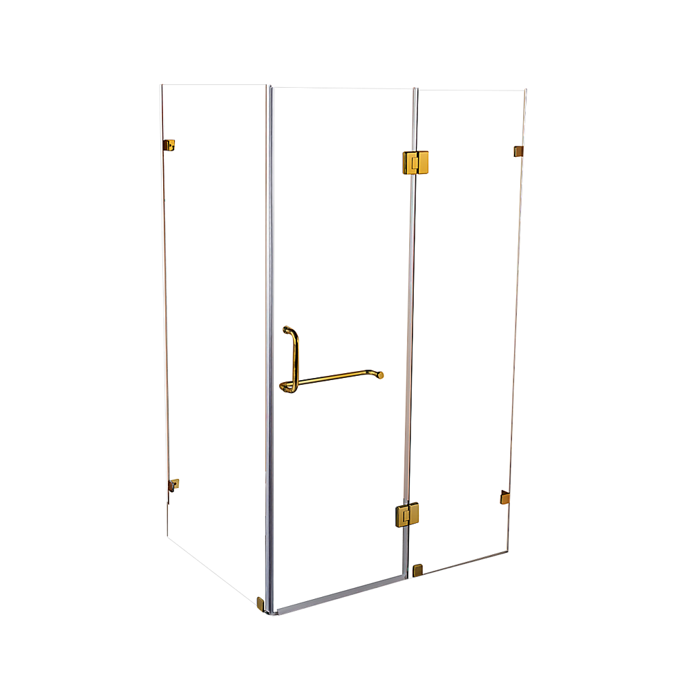 Frameless 10mm Glass Shower Screen, Gold Hardware, 120x90cm