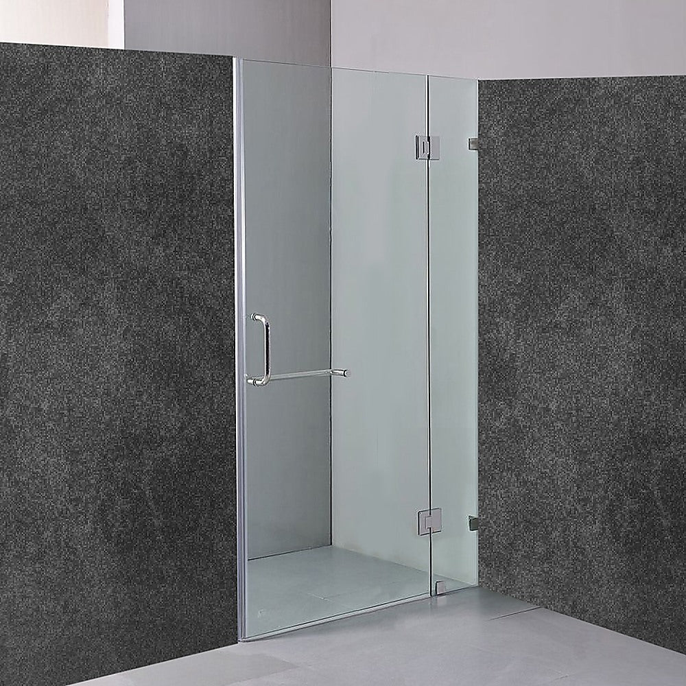 Frameless Shower Screen 10mm Tempered Glass with Chrome Hardware 90x200cm