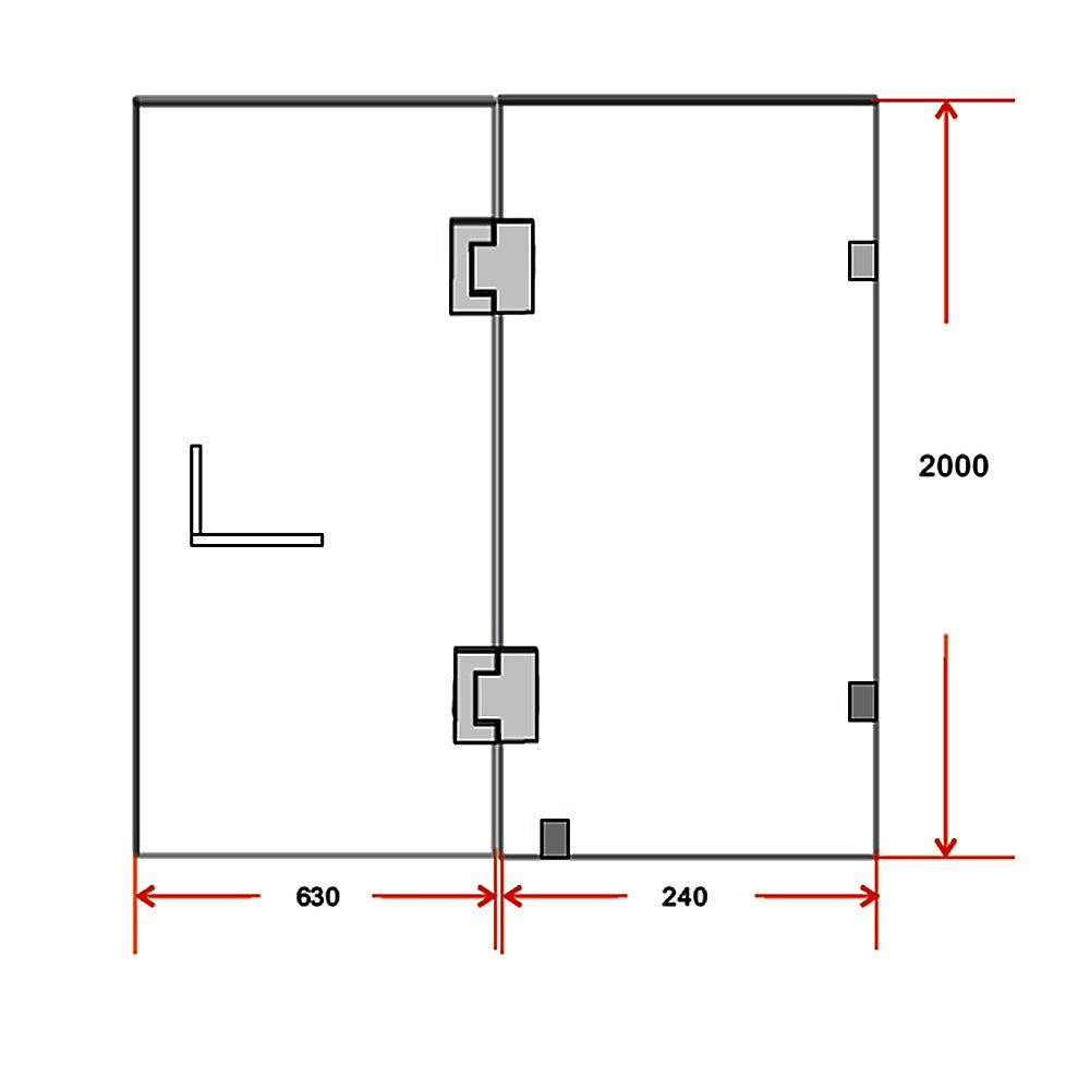 Frameless Shower Screen 10mm Tempered Glass with Chrome Hardware 90x200cm