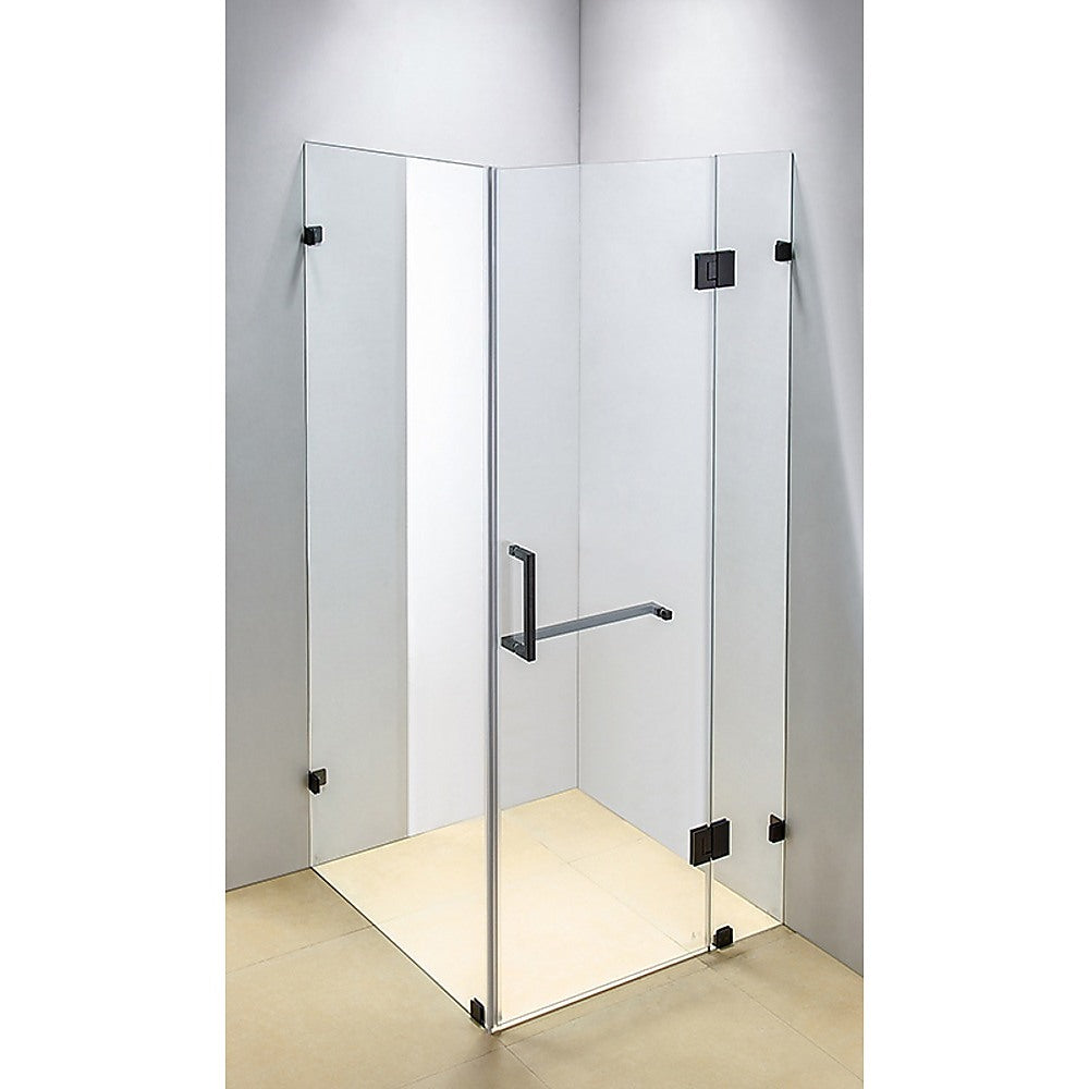 Frameless 10mm Glass Shower Screen, Black - 100x90cm, Della Francesca