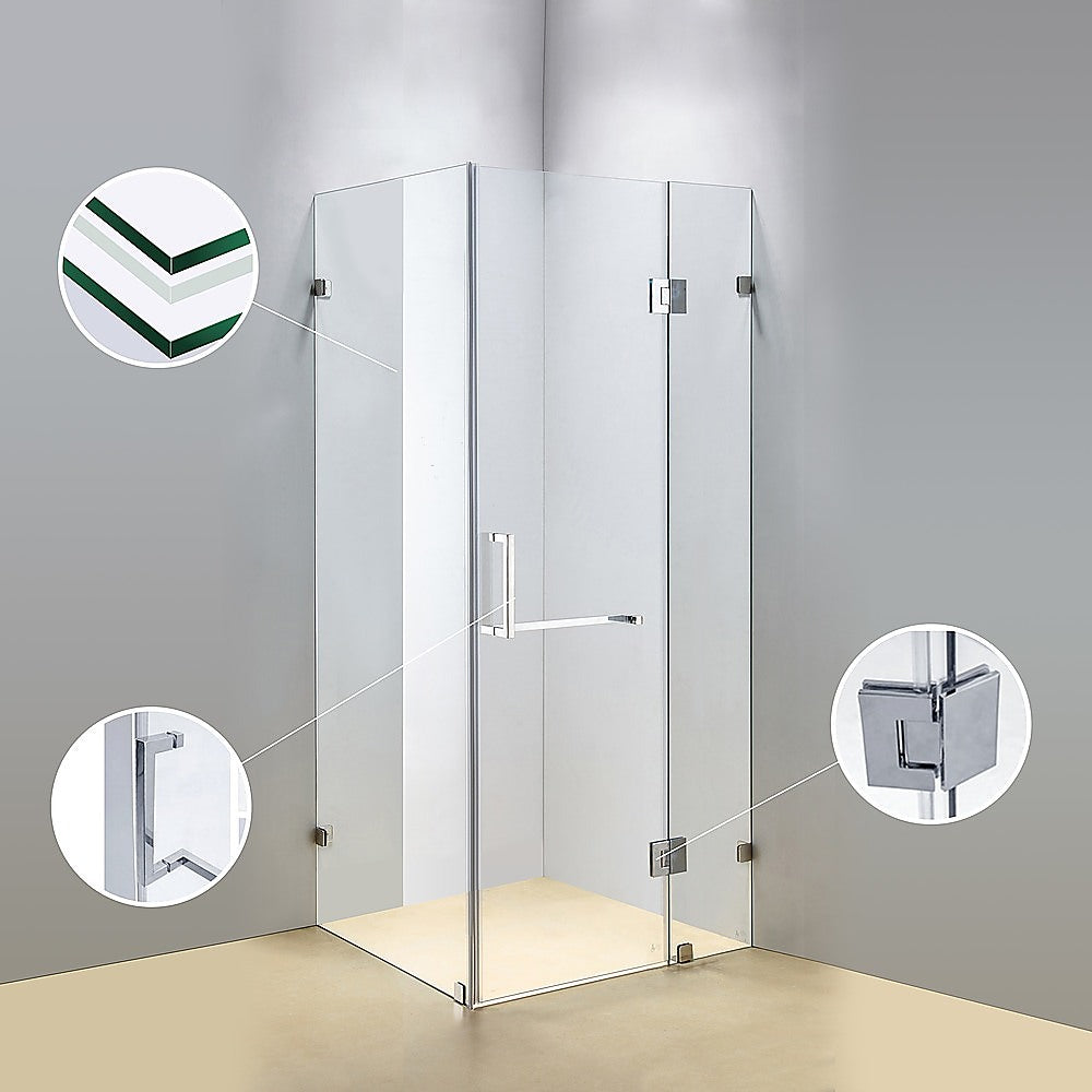 900 x 800mm Frameless 10mm Glass Shower Screen By Della Francesca