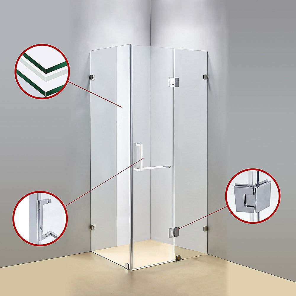 Frameless 10mm Glass Shower Screen 1200x800mm Chrome Handle