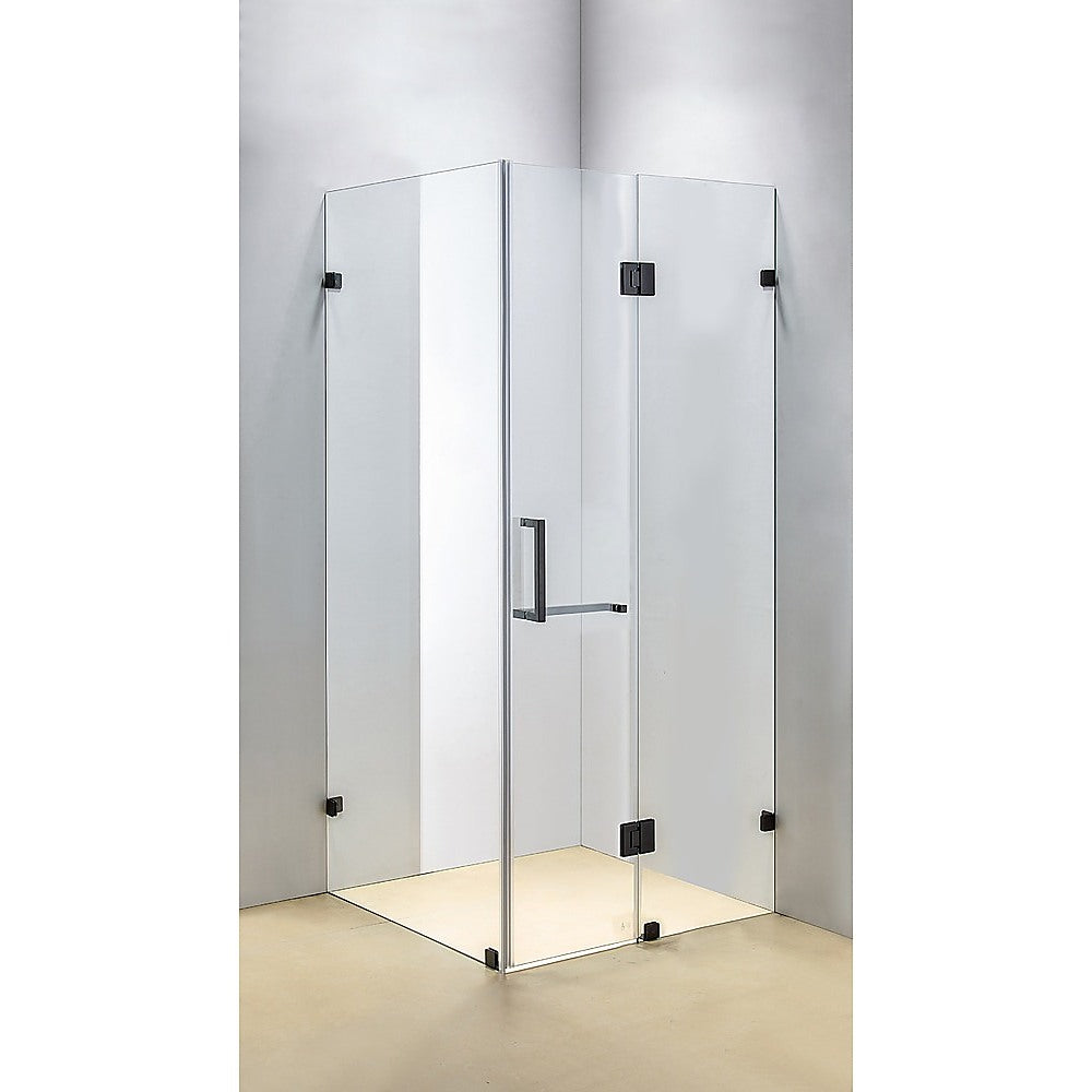 Frameless 10mm Glass Shower Screen, Black Hardware - Della Francesca