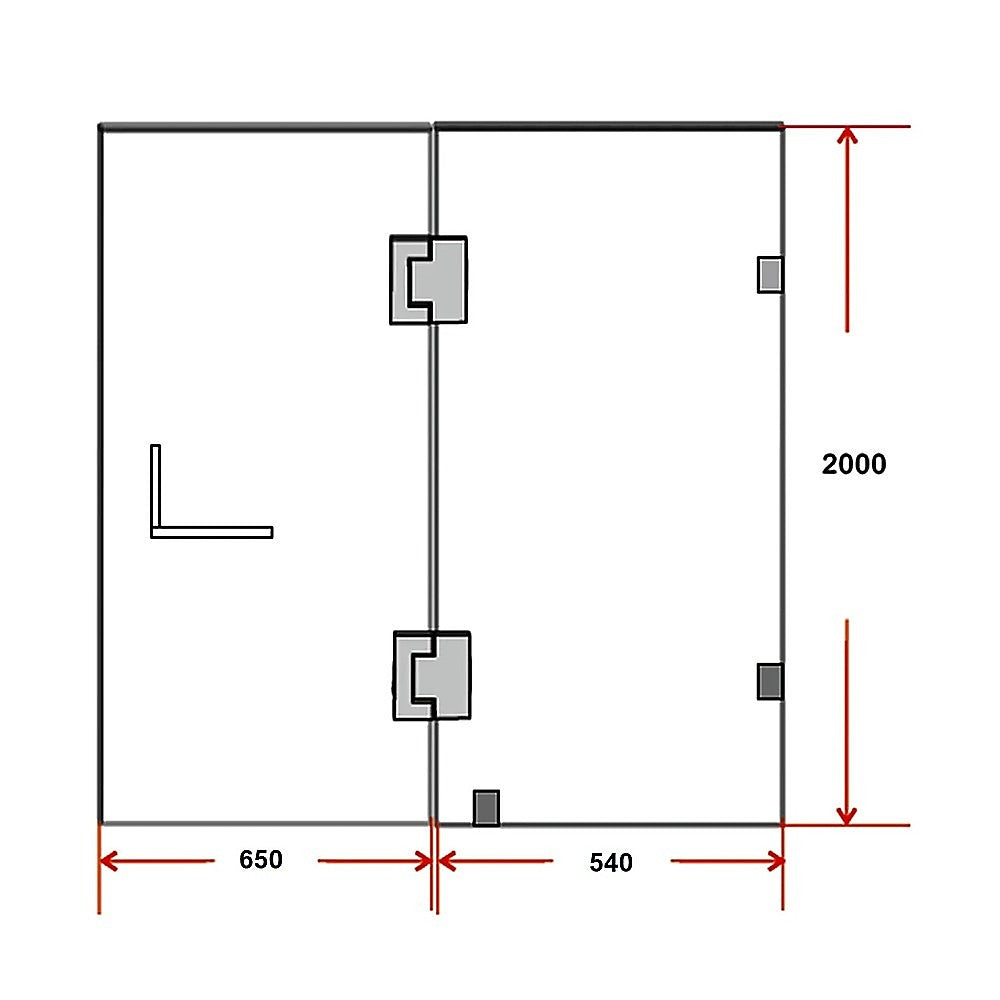 10mm Glass Frameless Shower Screen, Black Hardware, 120x200cm by Della Francesca