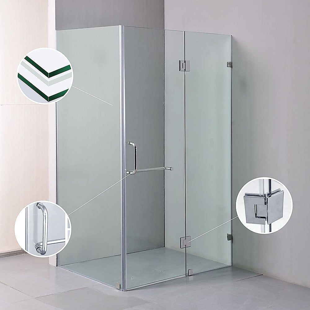 Frameless 10mm Glass Shower Screen, Chrome Hardware, 110x100cm