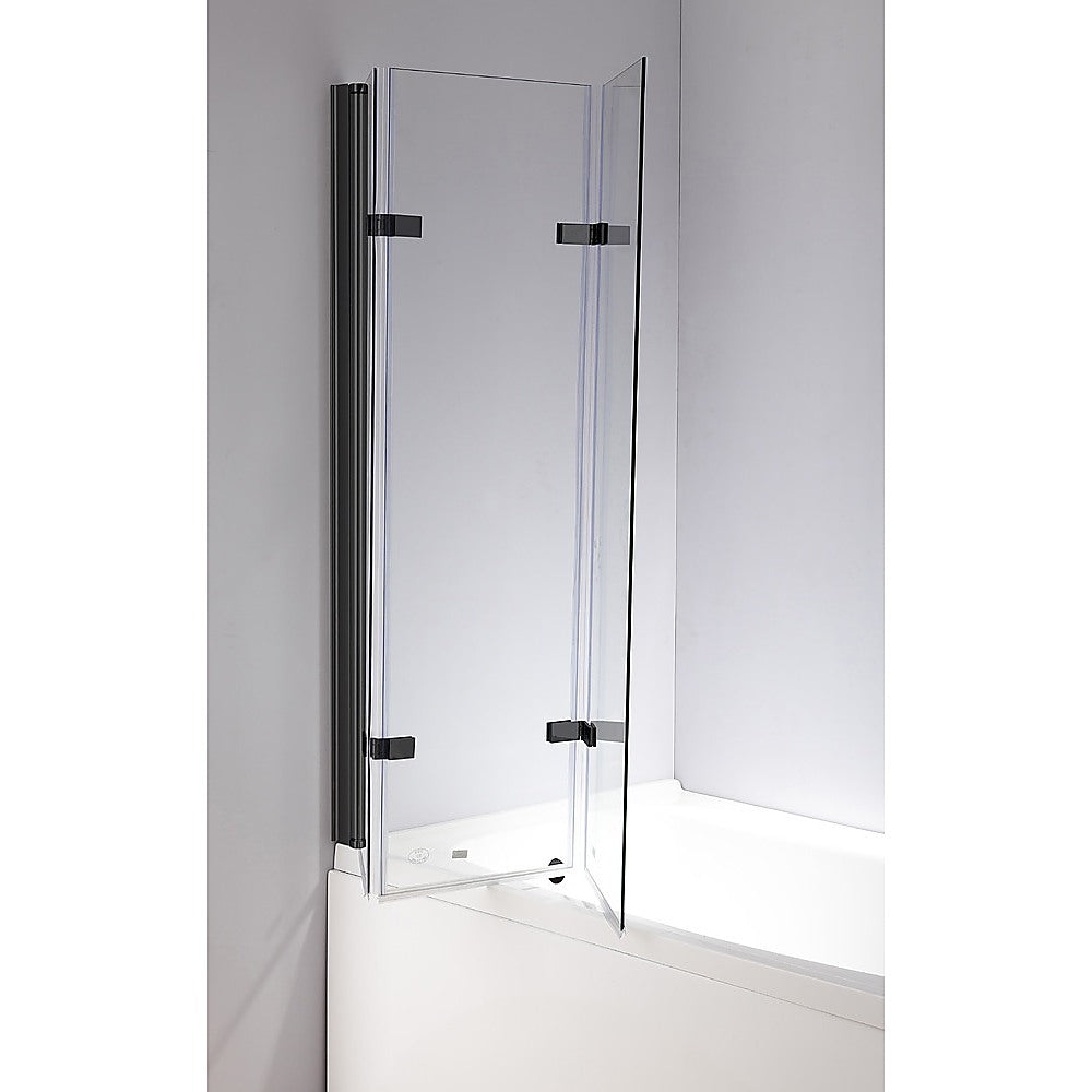 3 Fold Black Shower Screen Door Panel 1300 x 1400mm