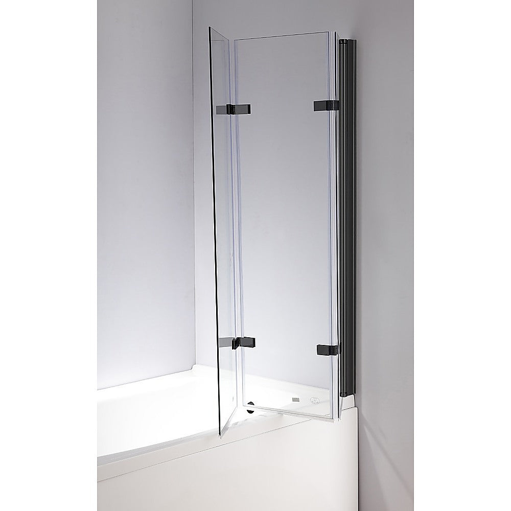 3 Fold Black Shower Screen Door Panel 1300 x 1400mm