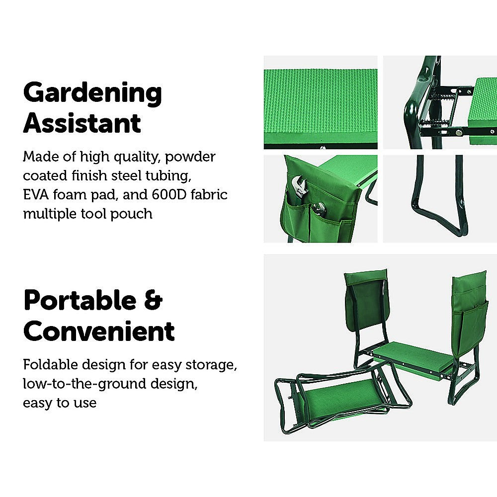 Foldable Garden Kneeler & Seat with Tool Pouch, EVA Foam