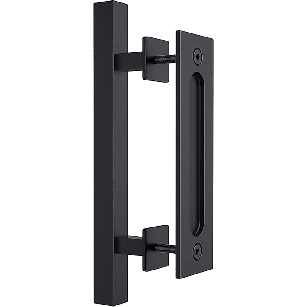 Black 12" Square Barn Door Handle Set Durable Steel