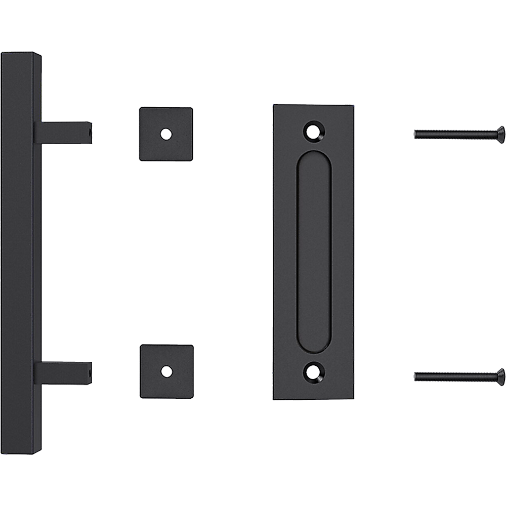 Black 12" Square Barn Door Handle Set Durable Steel