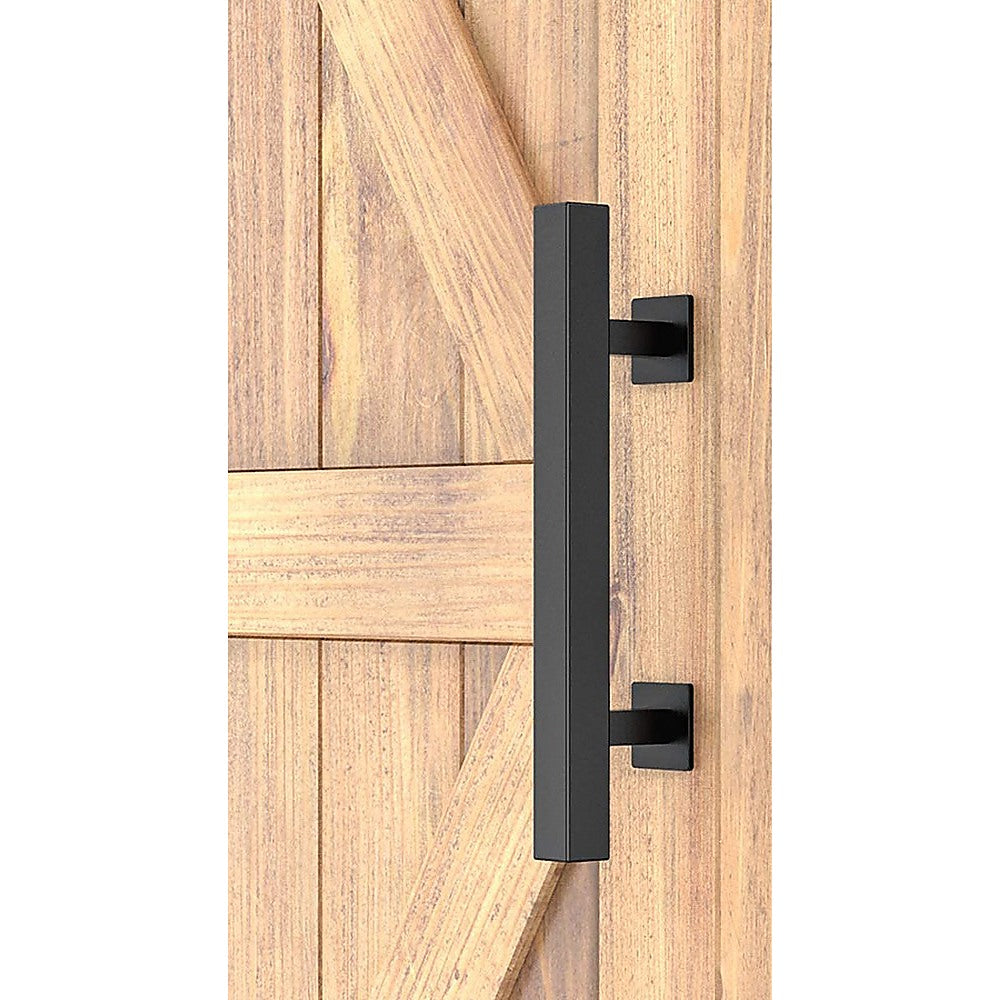 Black 12" Square Barn Door Handle Set Durable Steel