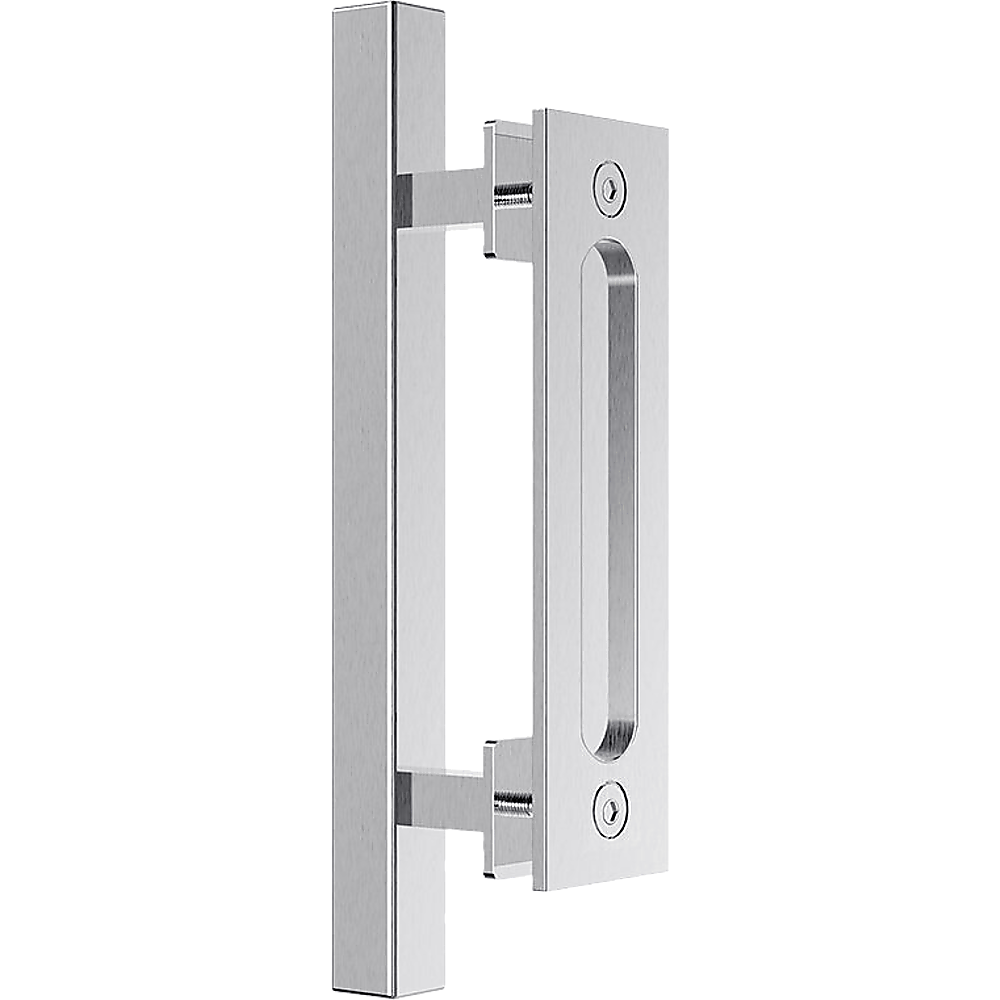 Stainless Steel 12" Square Flush Pull Barn Door Handle Set