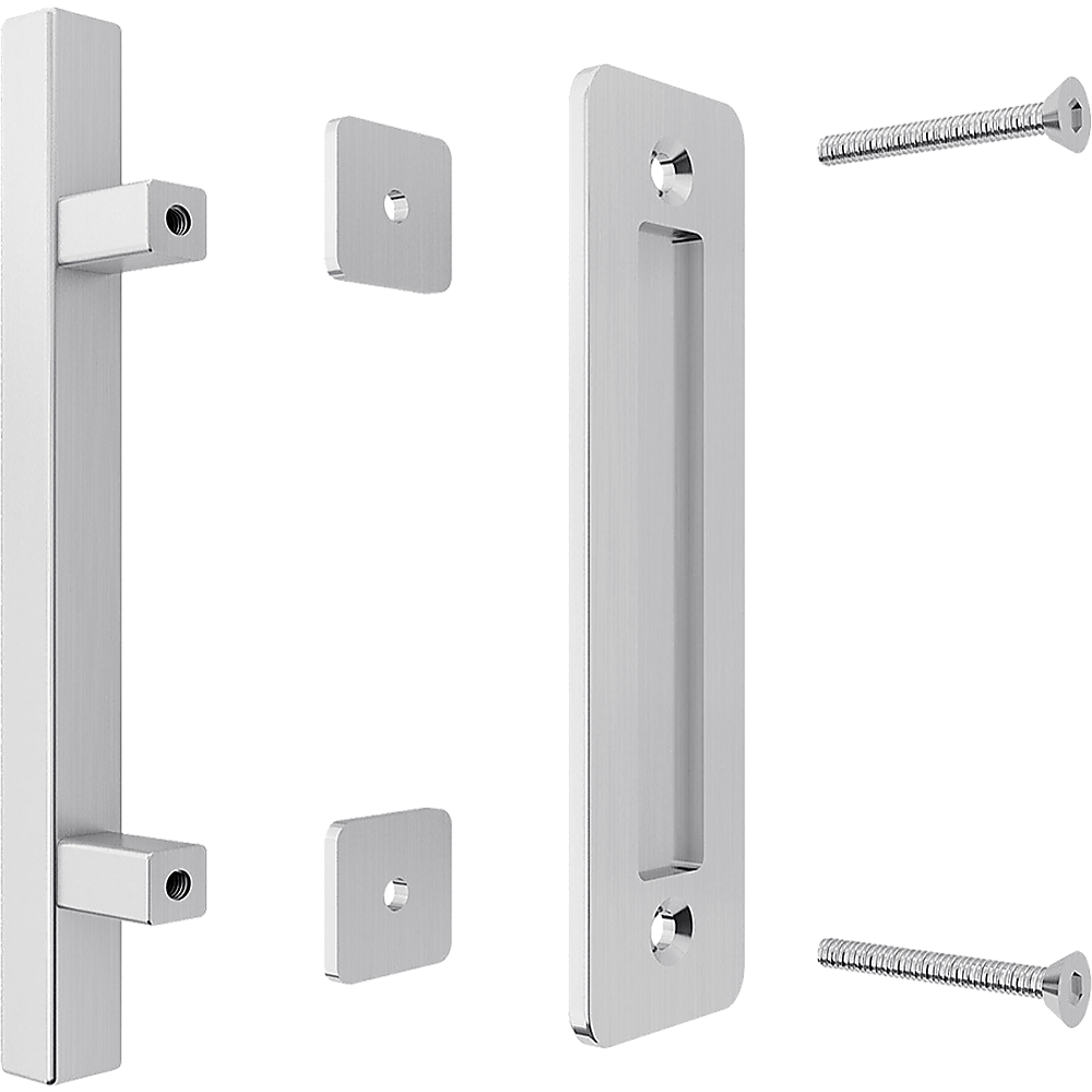 Stainless Steel 12" Square Flush Pull Barn Door Handle Set