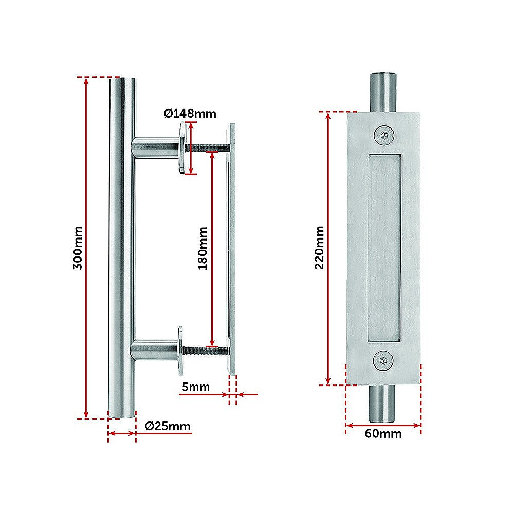 12" Stainless Steel Sliding Barn Door Handle for Wood Gate