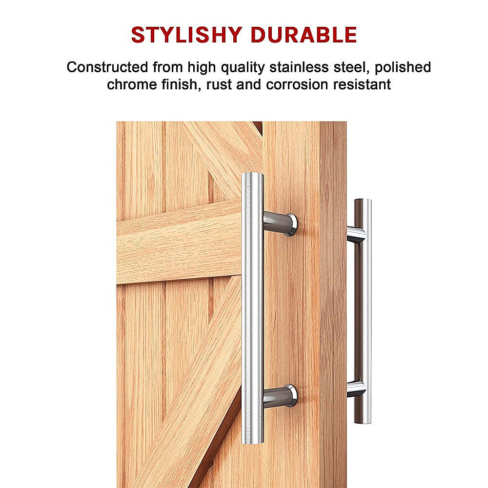 Rounded 300mm Stainless Steel Door Handle Set