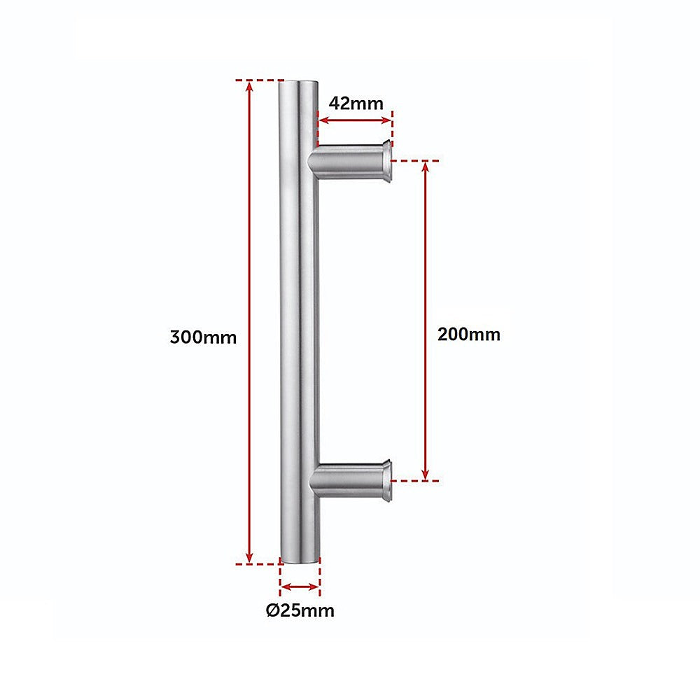 Rounded 300mm Stainless Steel Door Handle Set