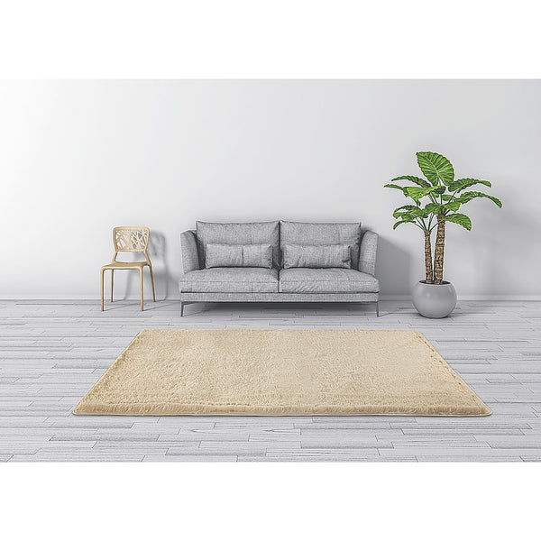 230x160cm Floor Rugs Large Shaggy Rug Area Carpet Bedroom Living Room Mat - Beige