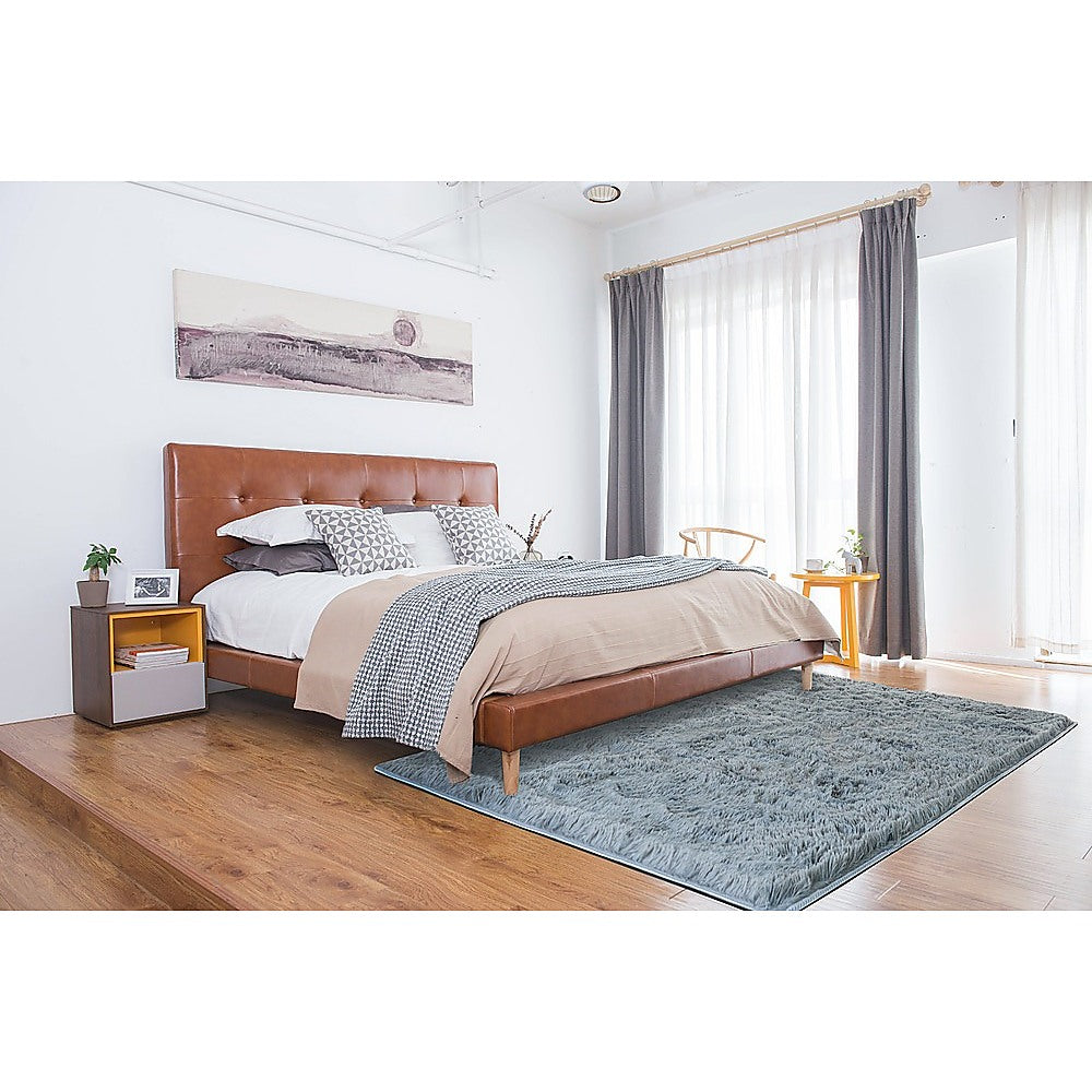 230x200cm Floor Rugs Large Shaggy Rug Area Carpet Bedroom Living Room Mat - Grey