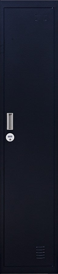 Black Steel Single-Door Locker with Air Vents and Rod