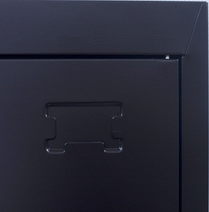 Black Steel Single-Door Locker with Air Vents and Rod