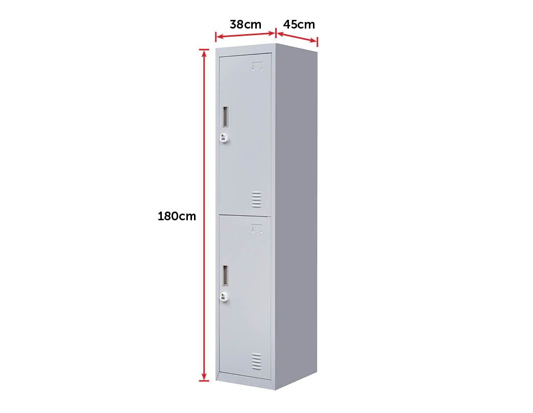 Durable 2-Door Steel Locker with Combination Lock for Home Gym Office Storage