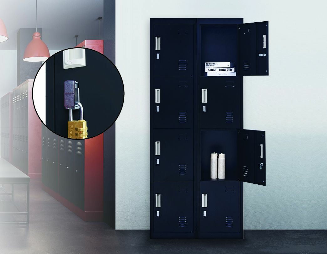 Black 4-Door Vertical Storage Locker, Steel, Lockable